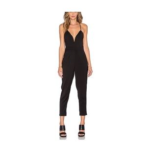 Revolve Lovers and Friends Deep V wire low back black jumpsuit